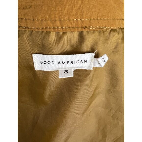 GOOD AMERICAN Essentials Shine Track Jacket Sz 3 Large Bronze - Picture 9 of 10
